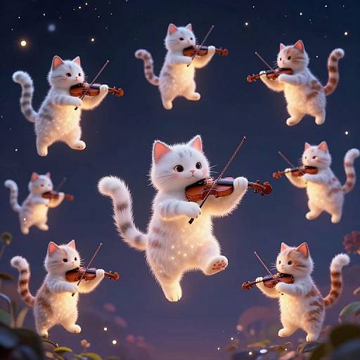 Levitating Cats' Enchanted Festival