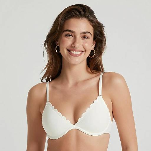Young Woman in White Scalloped Bra
