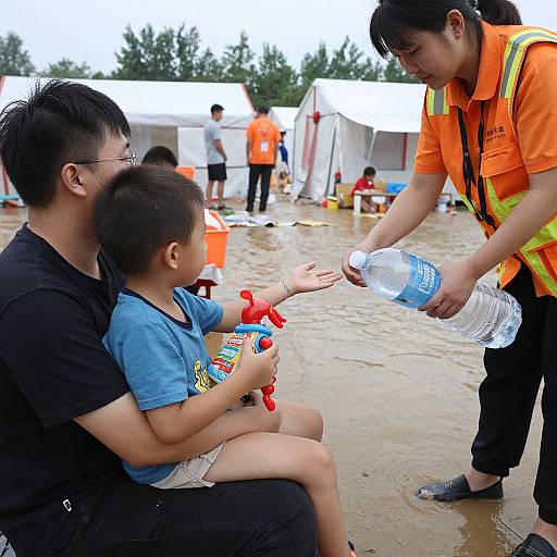Child and Parent in Flood Relief