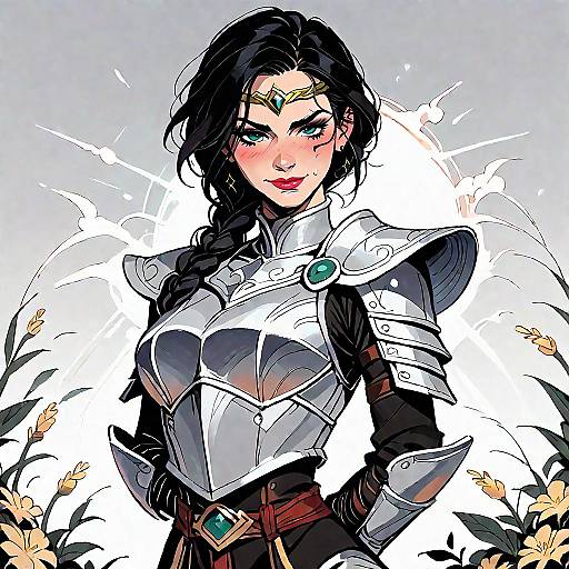 Fantasy Female Warrior in Silver Armor
