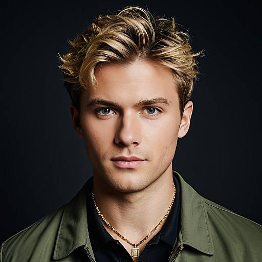 Portrait of Young Man with Blonde Highlights