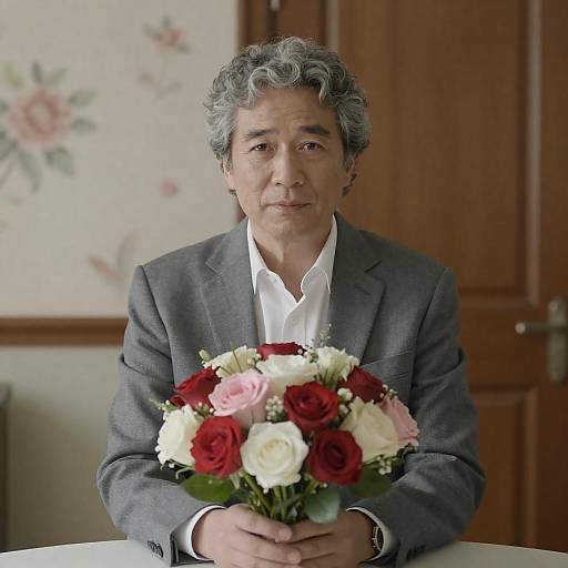 Middle-Aged Man with Floral Bouquet