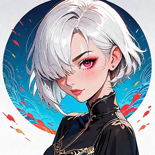 White-Haired Little Girl with Red Eyes