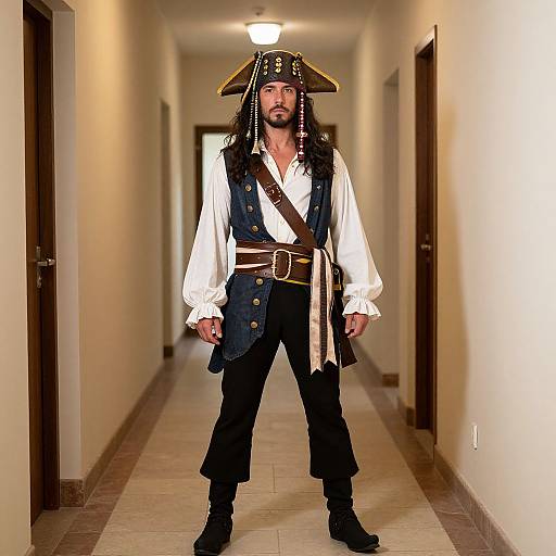 Man in Male French Pirate Costume