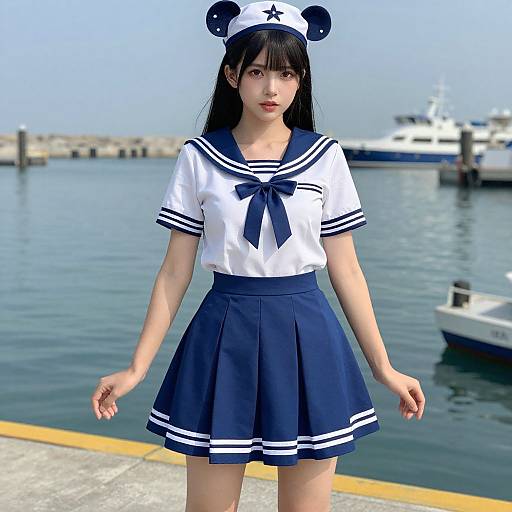 Woman in Nautical Sailor Outfit