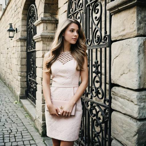 Elegant Young Woman by Vintage Gate