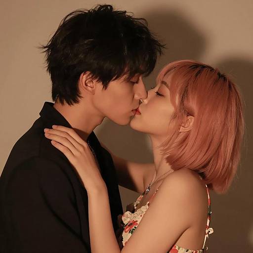 Intimate Kiss Between Young Couple