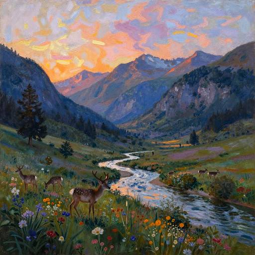 Serene Alpine Valley at Sunrise