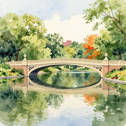 Serene Watercolor Key Bridge Park