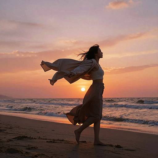 Windy Beach Sunset Clothing Removal