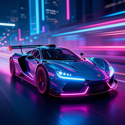 Neon Futuristic Racing Vehicle