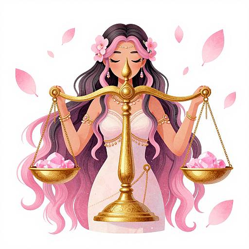 Elegant Libra Zodiac Woman Illustration