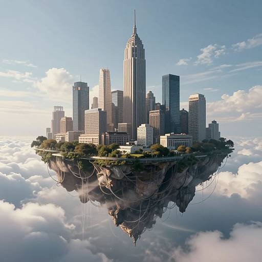 Surreal Floating Island Cityscape