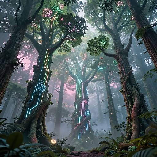 Neon Nature-Tech Fusion Artwork