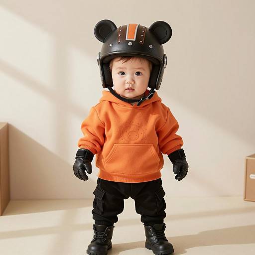 Adorable Toddler in Biker Costume
