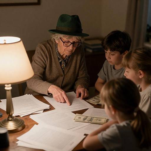Warm Family Scene with an Elderly Woman