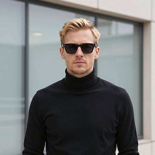 Stylish Man Indoors with Glass Wall