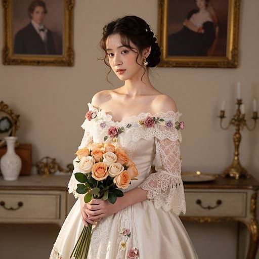 Victorian Fairytale Woman in Elegant Gown