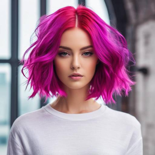 Young Woman with Vivid Magenta Hair