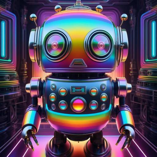 Retro Robot with Rainbow Lighting