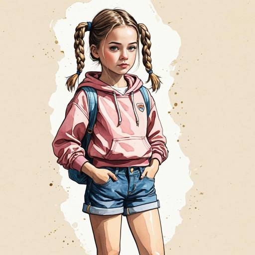 Graphic Novel Style Illustration of Girl in Pink Hoodie