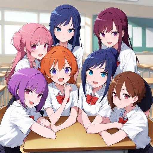 Vibrant Classroom Scene with Multiple Girls