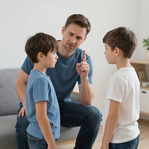 Concerned Father Lecturing Son