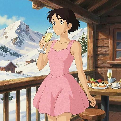 Slim Woman in Pink Skater Dress