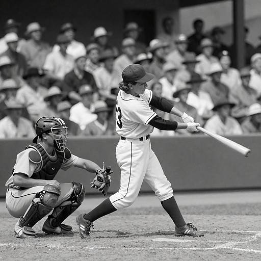 Vintage Baseball Game in Black and White