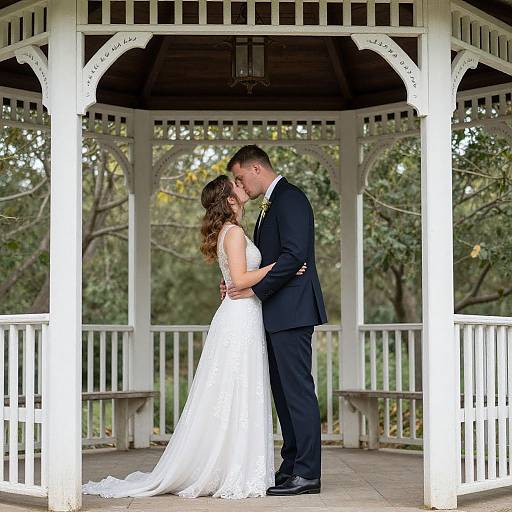 Romantic Kiss in Gazebo