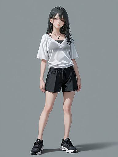 Realistic Woman in Casual Streetwear