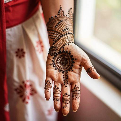 Intricate Black Henna Hand Design