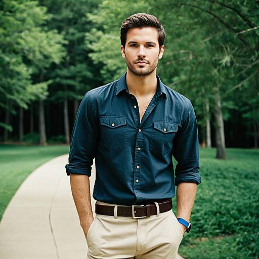 Handsome Man in Casual Summer Outfit Outdoors