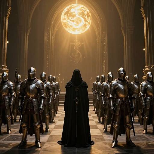 Epic Fantasy Armored Procession Scene