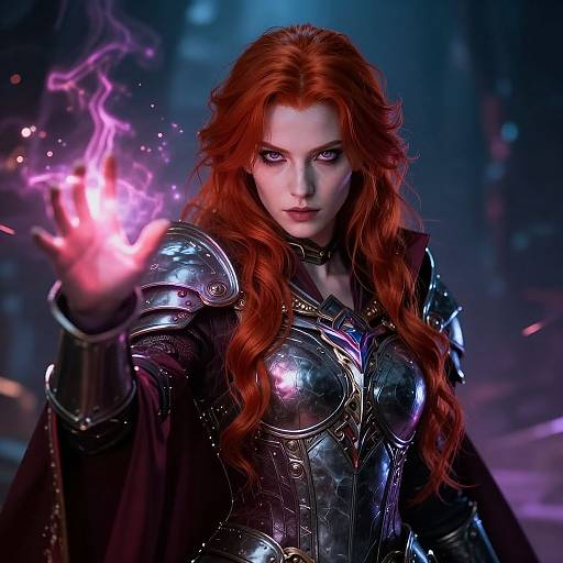 Cyberpunk Sorceress Casting Spells