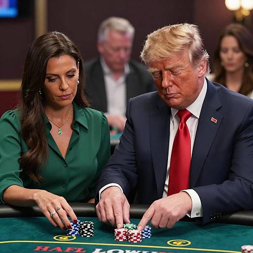 Casino Scene: Stylish Duo at the Table