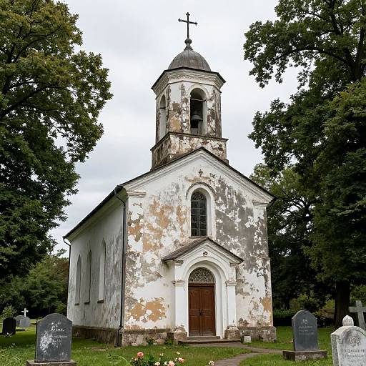 Old Weathered Church with Graveyard