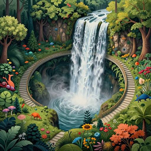 Escher-Inspired Surreal Forest Vortex