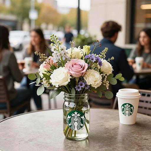 Starbucks Flower Arrangement on Patio