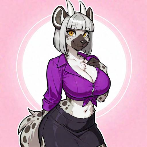 Furry Hyena Girl with Yellow Eyes