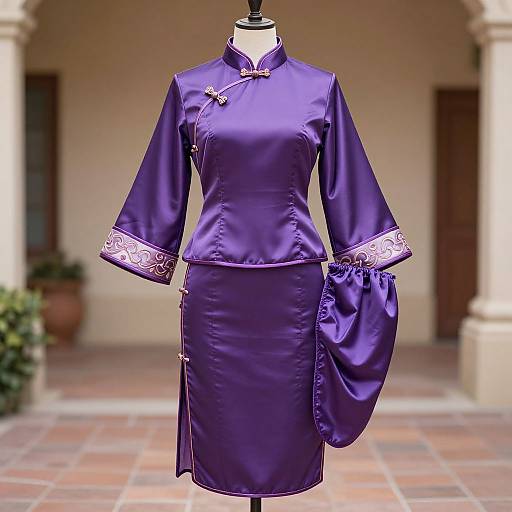 Purple Satin Disney Cheongsam Costume
