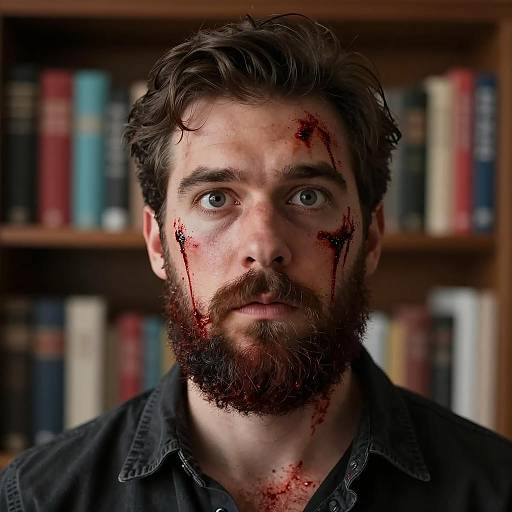 Surprised Bearded Man in Dramatic Lighting