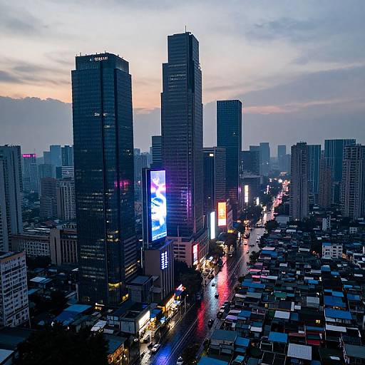 Twilight Futuristic Cityscape Contrast