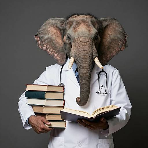 Elephant Doctor Holding Books