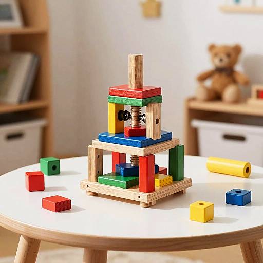 Colorful Wooden Guillotine Toy Design