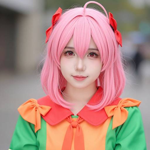 Girl with Pink Hair in Colorful Outfit