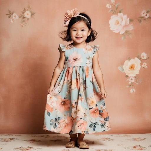 Smiling Toddler Girl in Floral Dress