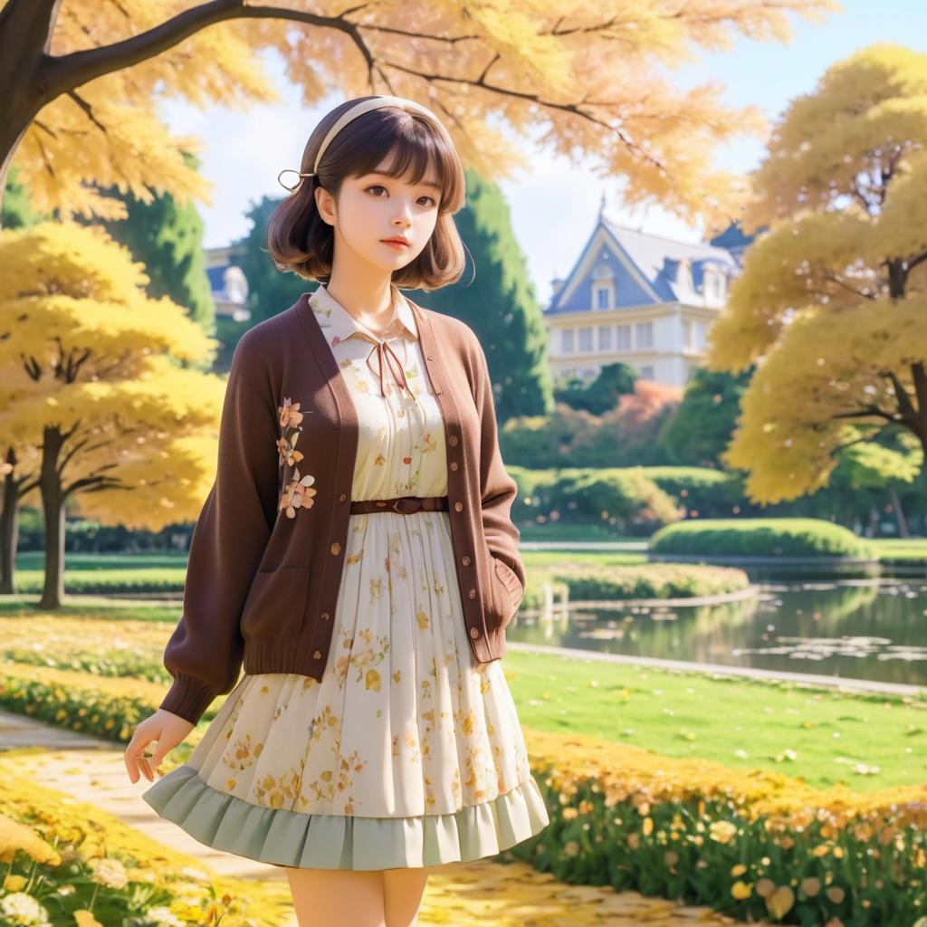 Nostalgic Autumn Elegance in Anime Style