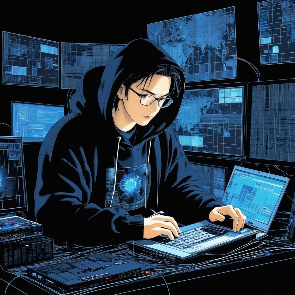 Intense Hacker in a Dark Room