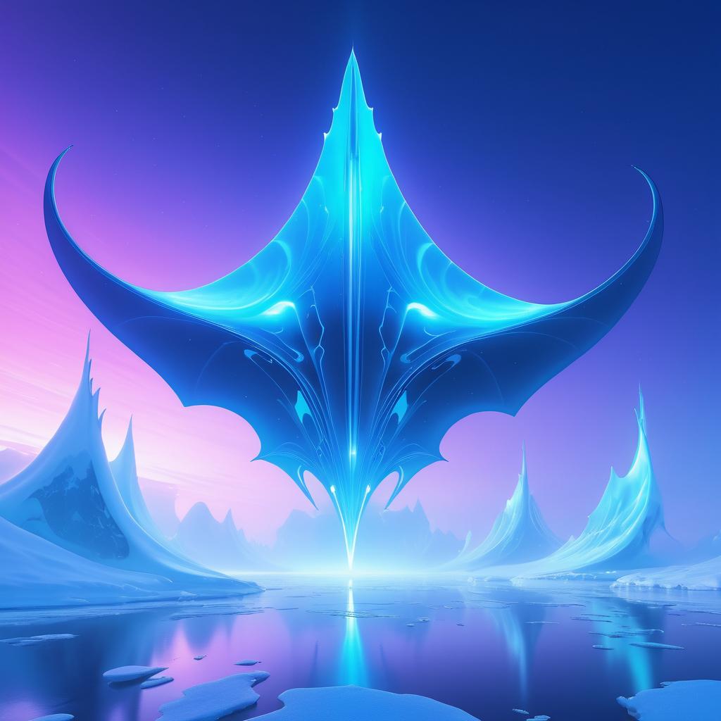 Majestic Neon Alien Manta Ray in Dawn